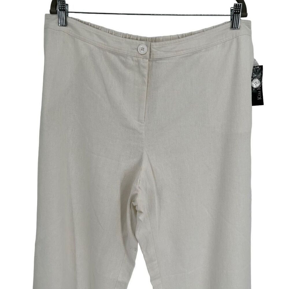 Kim Rogers Linen Cotton Blend Wide Leg Pants White‎ Size 18 NWT - Picture 3 of 9